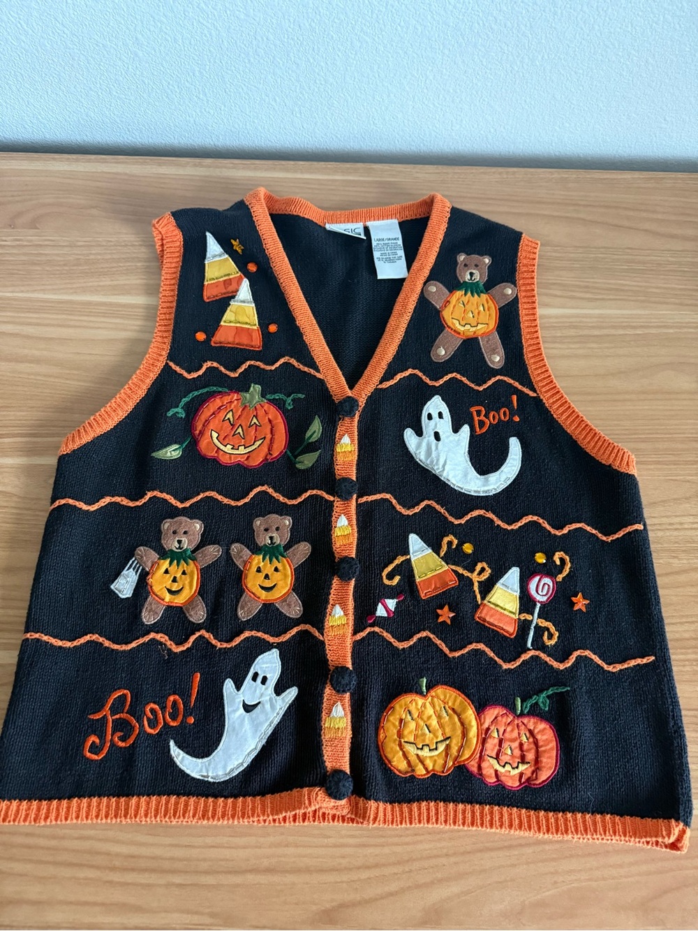 Vintage Basic Editions Halloween Ghost Pumpkin Vest Size Large